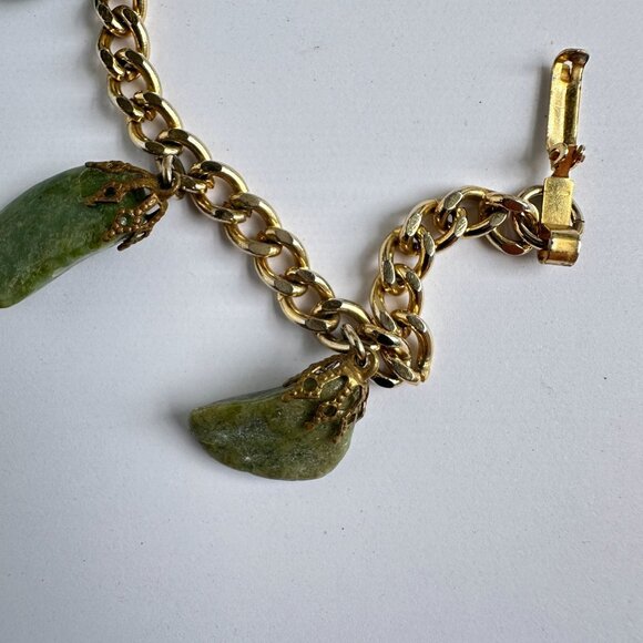 Vintage Nephrite Jade Charm Bracelet 7" - Picture 8 of 11